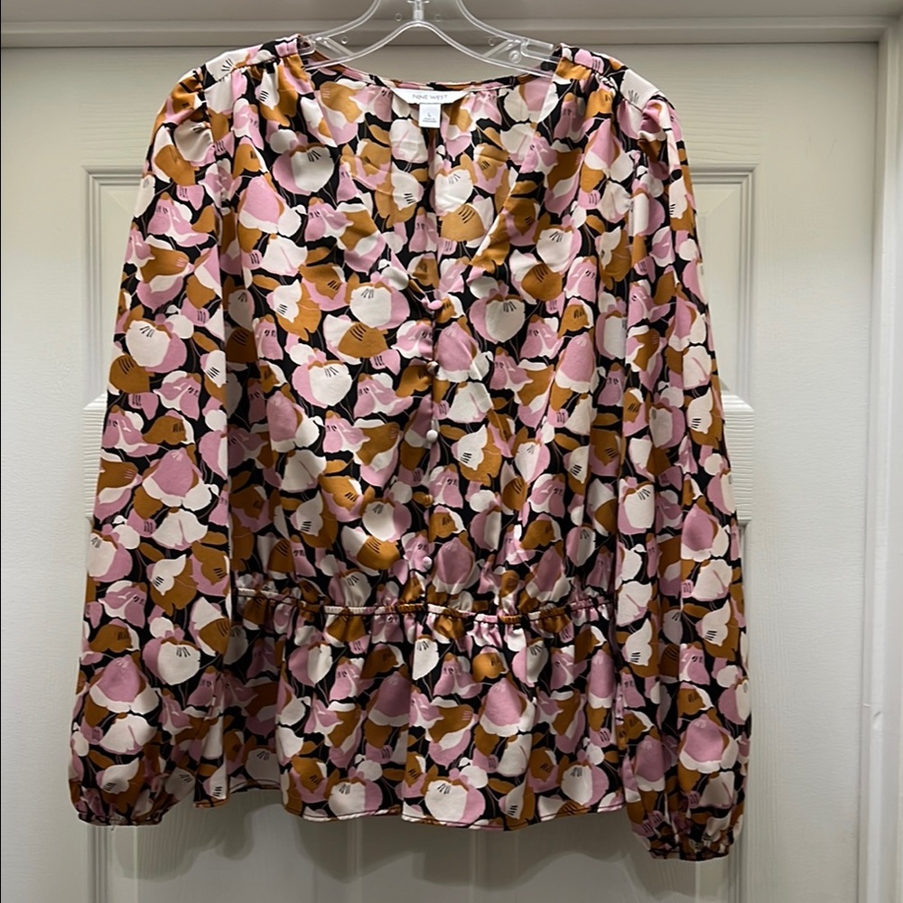 Nine West Colorful Floral Blouse - sz L